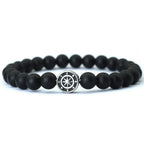 Pulsera con Brújula Rosa de los Vientos en Piedras Naturales ónix