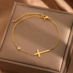 Pulsera con Cruz para Mujer Oro & Plata