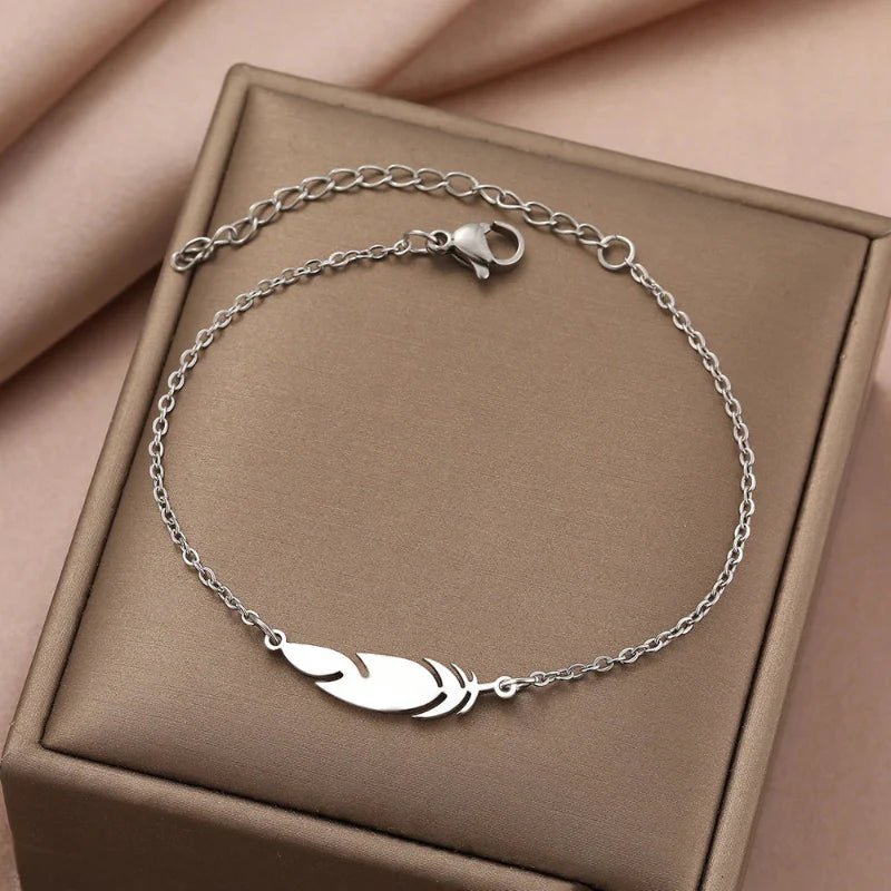 Pulsera de Encanto con Pluma plata