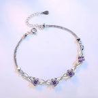 Pulsera con Finas Flores en Circonio violeta