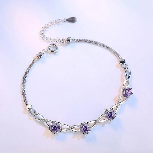 Pulsera con Finas Flores en Circonio violeta