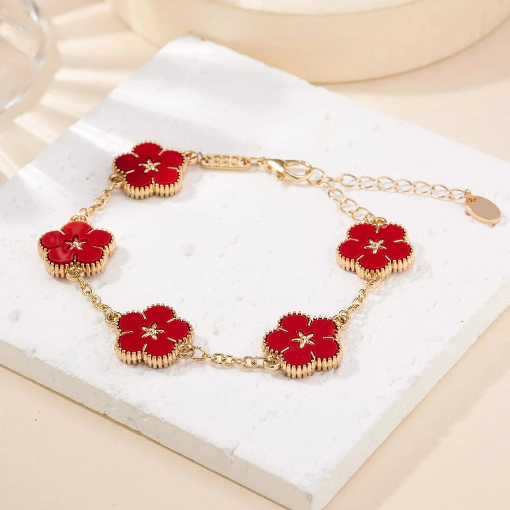 Pulsera con Flores para Mujer roja