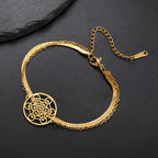 Pulsera con Colgante Cubo de Metatrón dorado