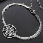 Pulsera con Colgante Cubo de Metatrón plateado