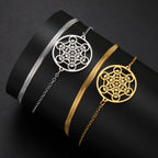 Pulsera con Colgante Cubo de Metatrón dorado