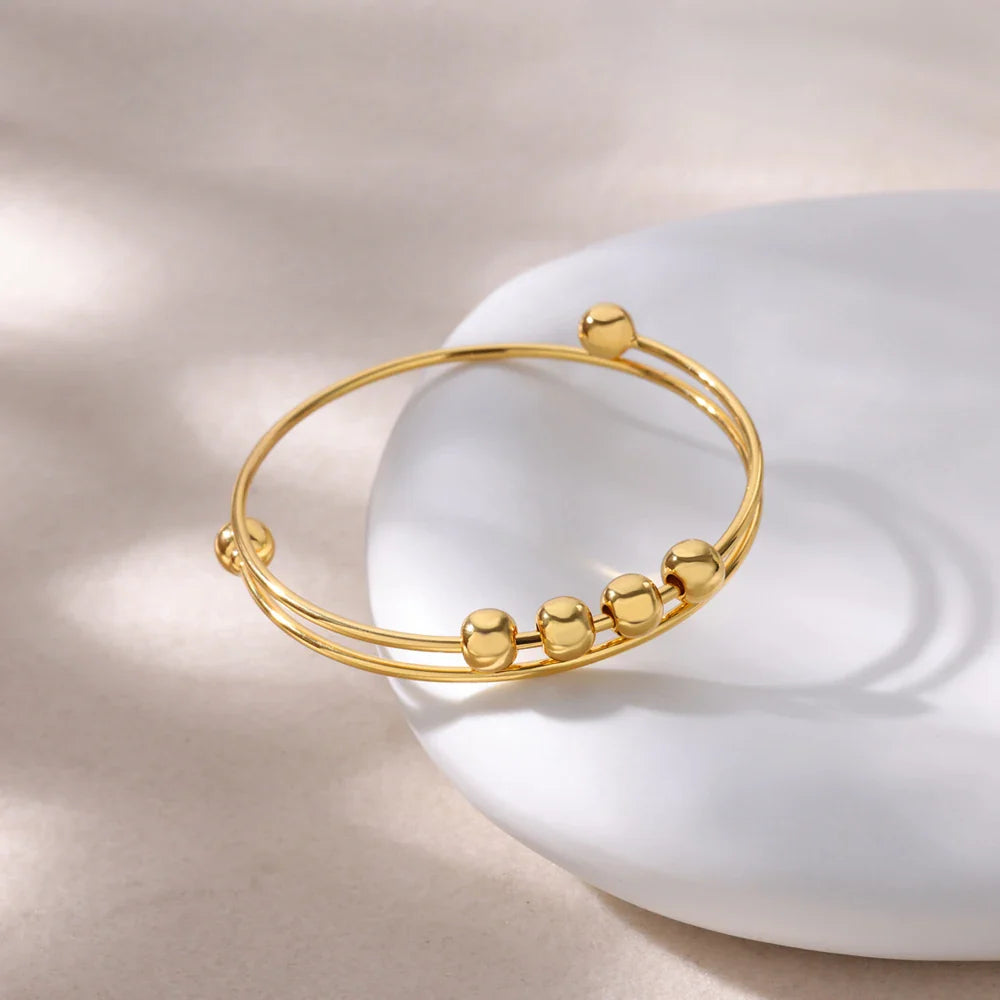 Pulsera con Cuentas Giratorias Antiestrés para Hombre o Mujer oro