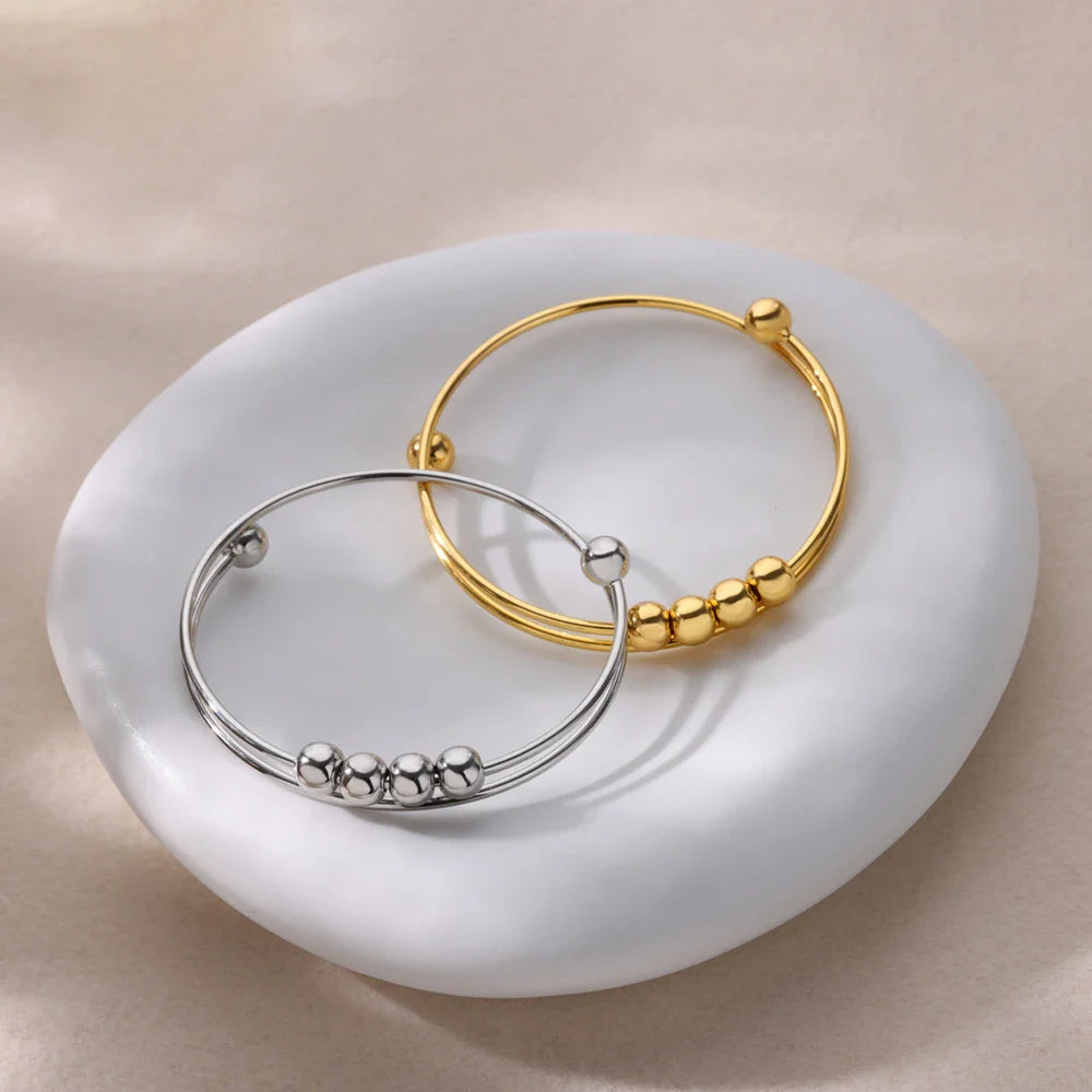 Pulsera con Cuentas Giratorias Antiestrés para Hombre o Mujer plata