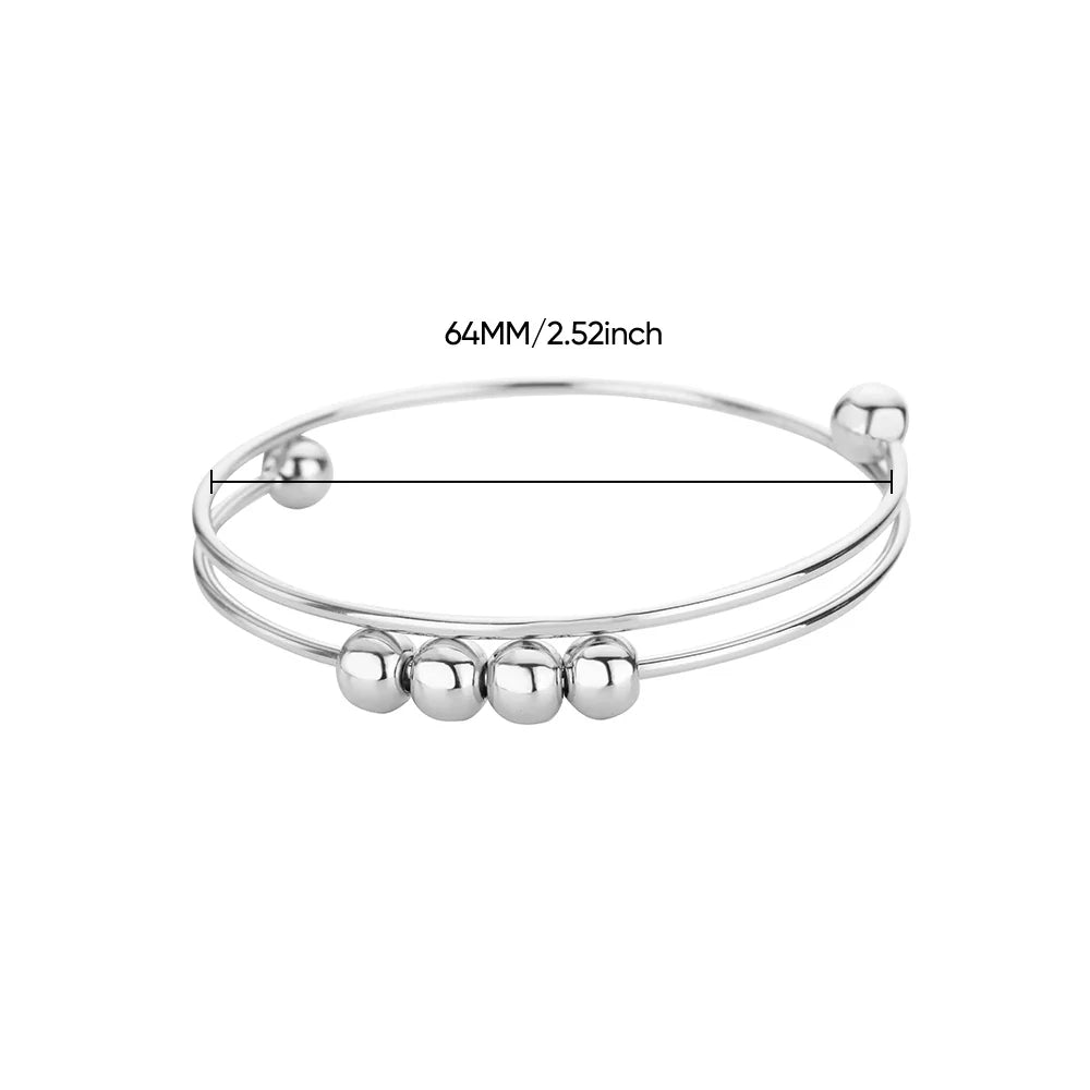 Pulsera con Cuentas Giratorias Antiestrés para Hombre o Mujer plata