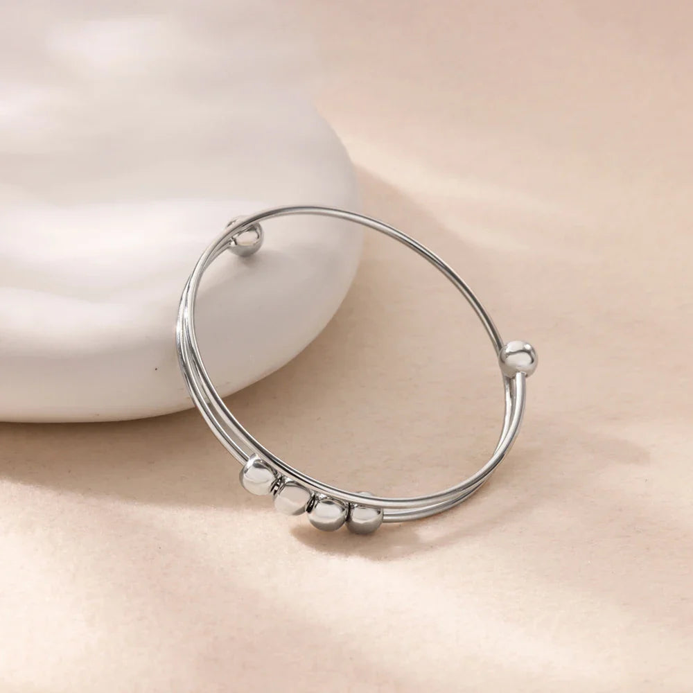 Pulsera con Cuentas Giratorias Antiestrés para Hombre o Mujer plata