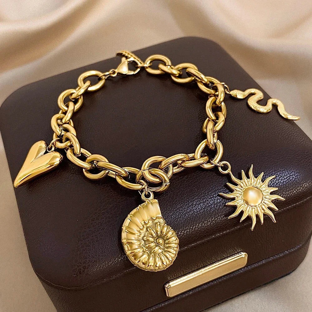 Pulsera con Sol y Conchas para Hombre o Mujer oro