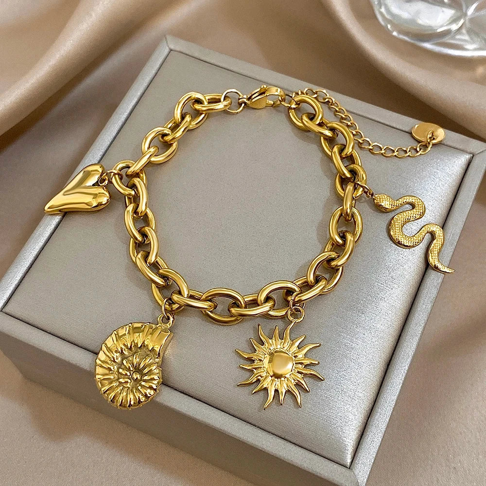 Pulsera con Sol y Conchas para Hombre o Mujer oro