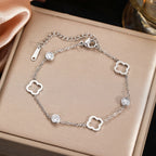 Pulsera con Tréboles de 4 Hojas con Circonio plateado