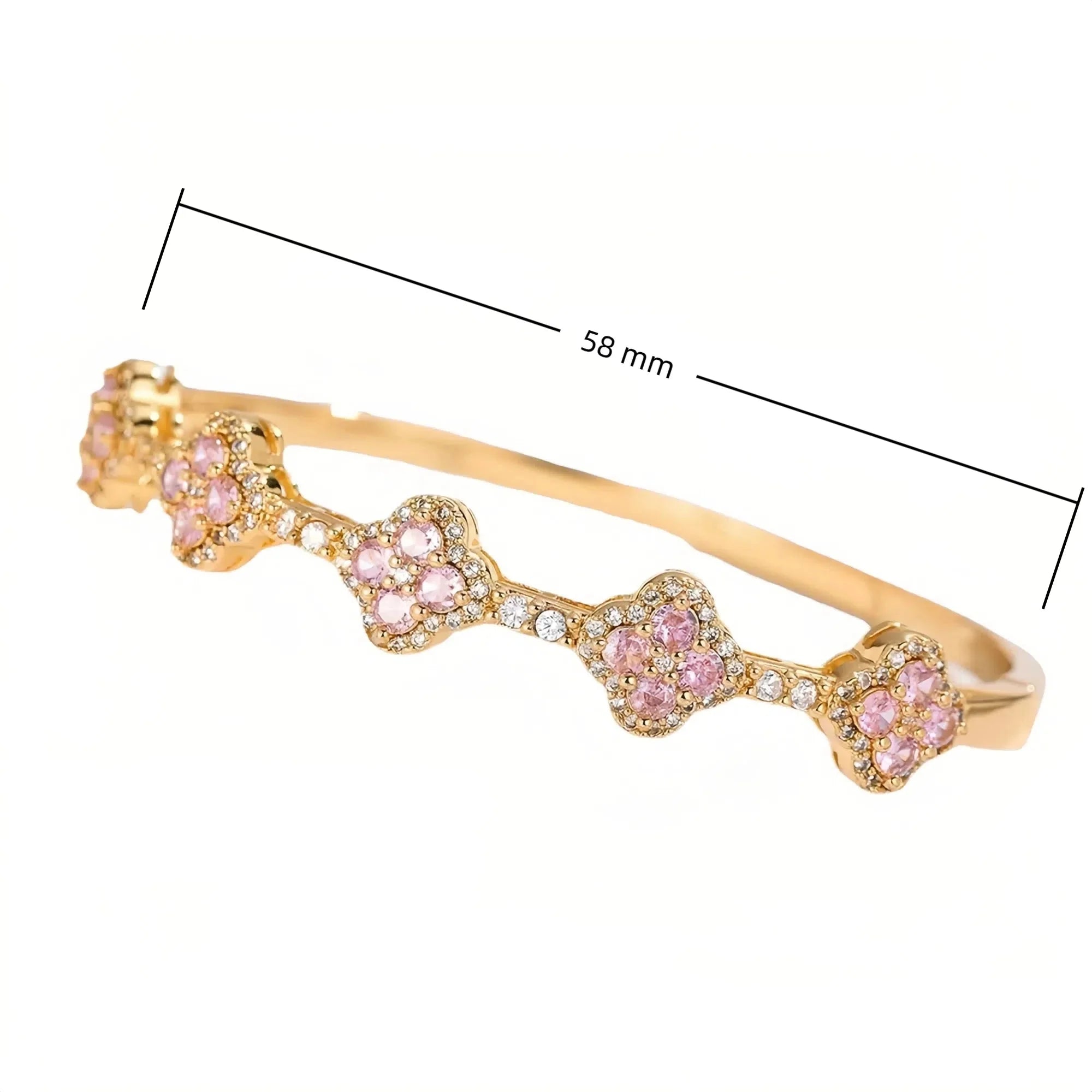 Pulsera con Tréboles de 4 Hojas en Circonita y Piedras