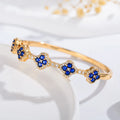 Pulsera con Tréboles de 4 Hojas en Circonita y Piedras azules