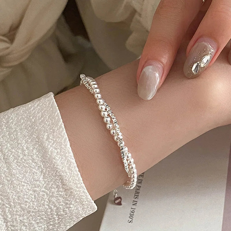 Pulsera Gourmette Elegante de Perlas para Mujer