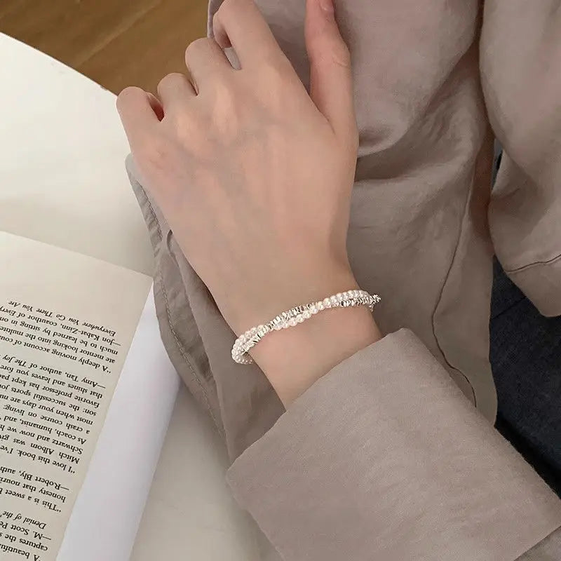 Pulsera Gourmette Elegante de Perlas para Mujer