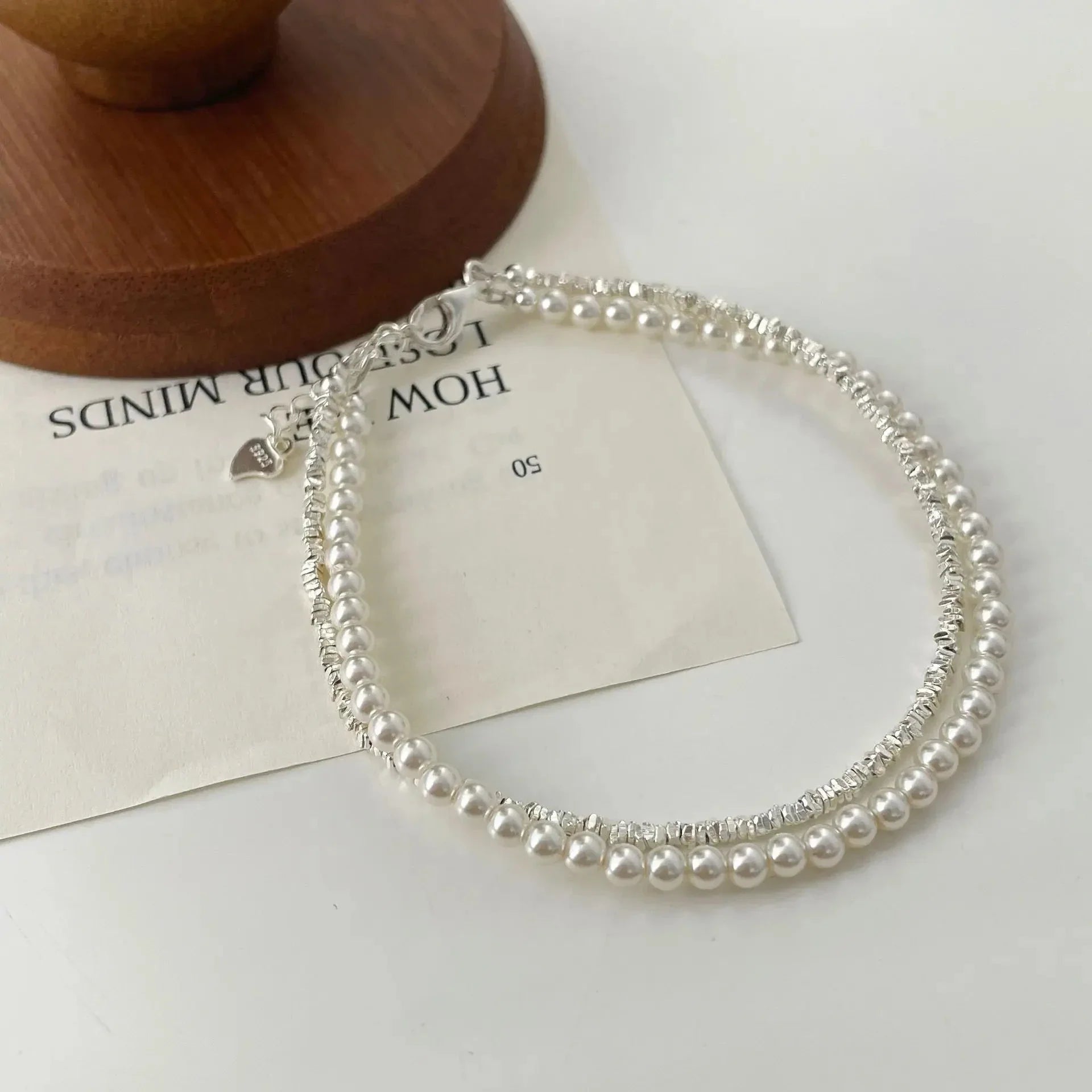 Pulsera Gourmette Elegante de Perlas para Mujer