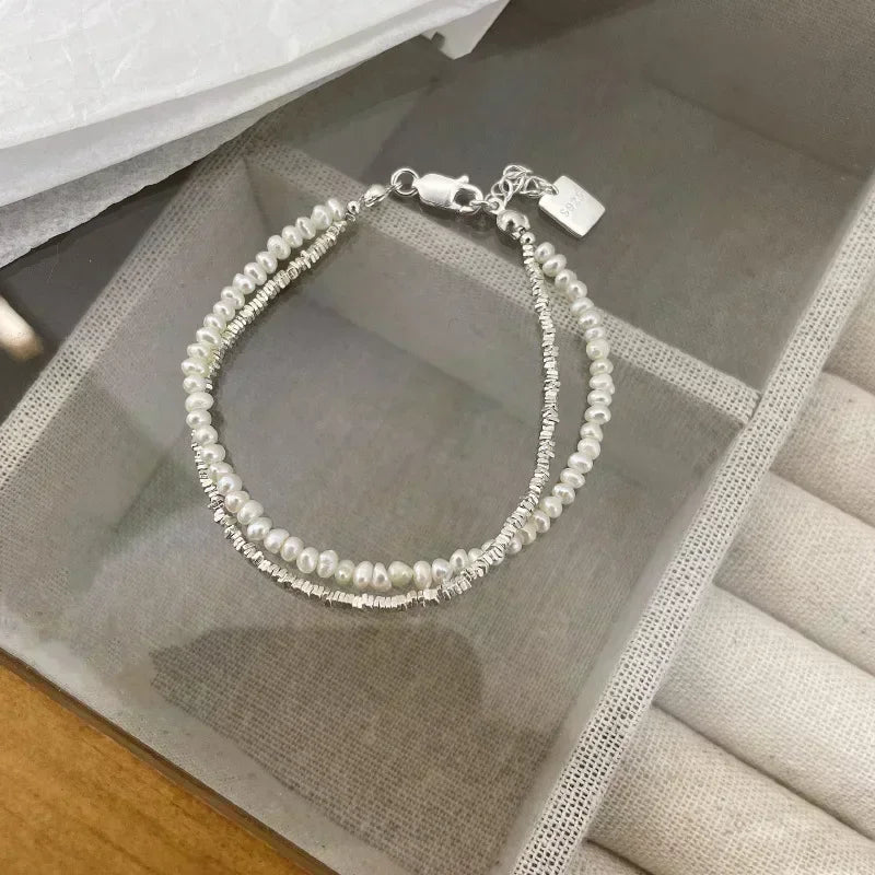Pulsera Gourmette Elegante de Perlas para Mujer