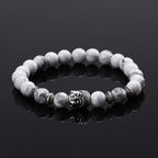 Pulsera Cabeza de Buda de Plata Amuleto de la Suerte blanco