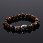 Pulsera Cabeza de Buda de Plata Amuleto de la Suerte marrón