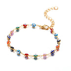 Pulsera de Tobillo Contra el Mal de Ojo Azul Griego Turco Mataki Matiasma oro