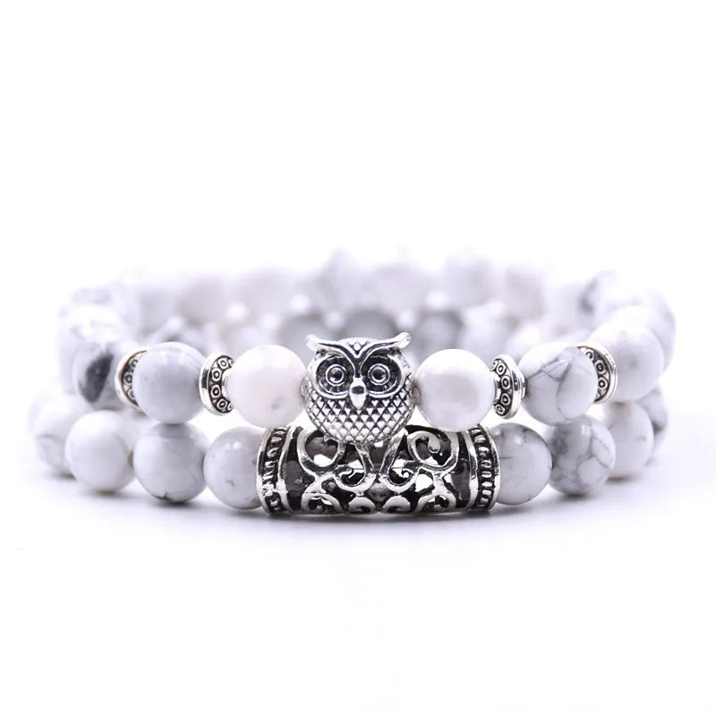 Pulsera Chouette - Gourmette Búhos Perlas blanco