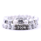 Pulsera Chouette - Gourmette Búhos Perlas blanco