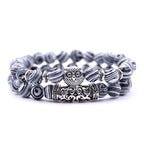 Pulsera Chouette - Gourmette Búhos Perlas blanco y negro