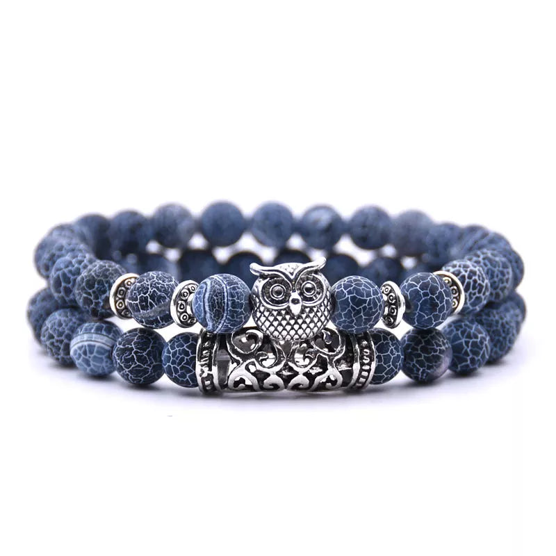 Pulsera Chouette - Gourmette Búhos Perlas azul