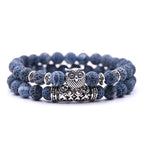 Pulsera Chouette - Gourmette Búhos Perlas azul