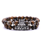 Pulsera Chouette - Gourmette Búhos Perlas marrón