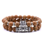 Pulsera Chouette - Gourmette Búhos Perlas marrón claro