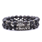 Pulsera Chouette - Gourmette Búhos Perlas negro