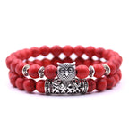 Pulsera Chouette - Gourmette Búhos Perlas rojo