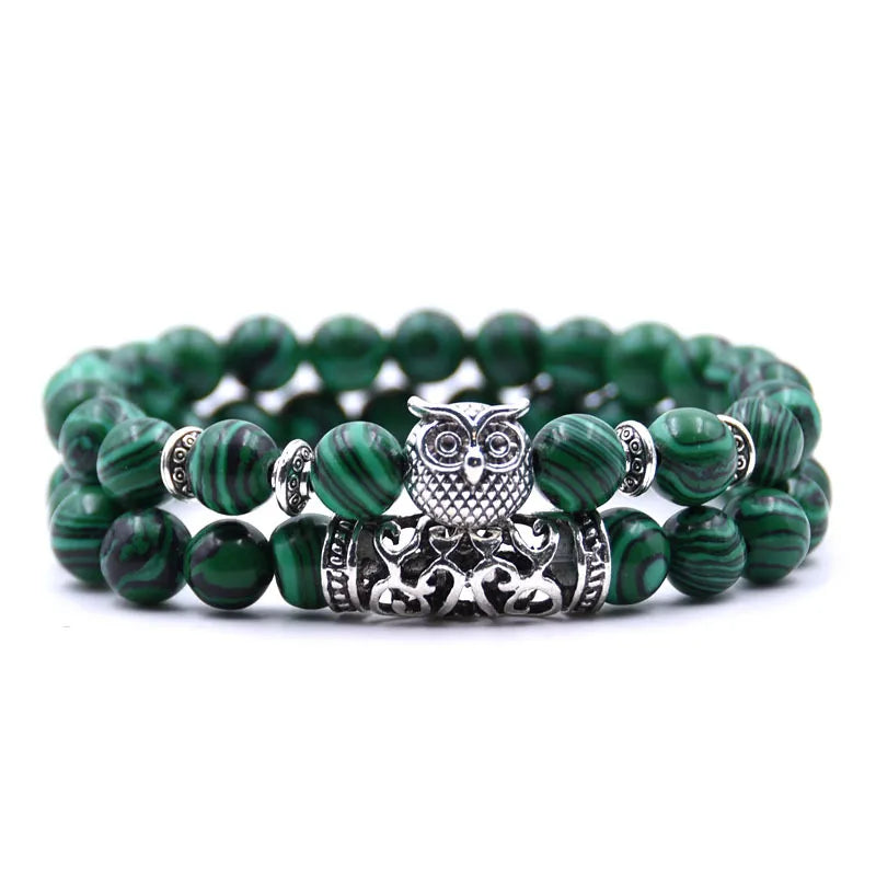 Pulsera Chouette - Gourmette Búhos Perlas verde