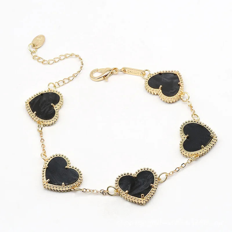 Pulsera Corazón Dorado Mujer negro