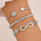 Pulsera Corazón Infinito Plata y Oro (Juego de 3 Pulseras) plata