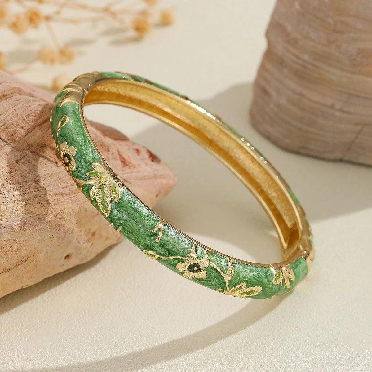 Pulseras Coloridas con Flores verde