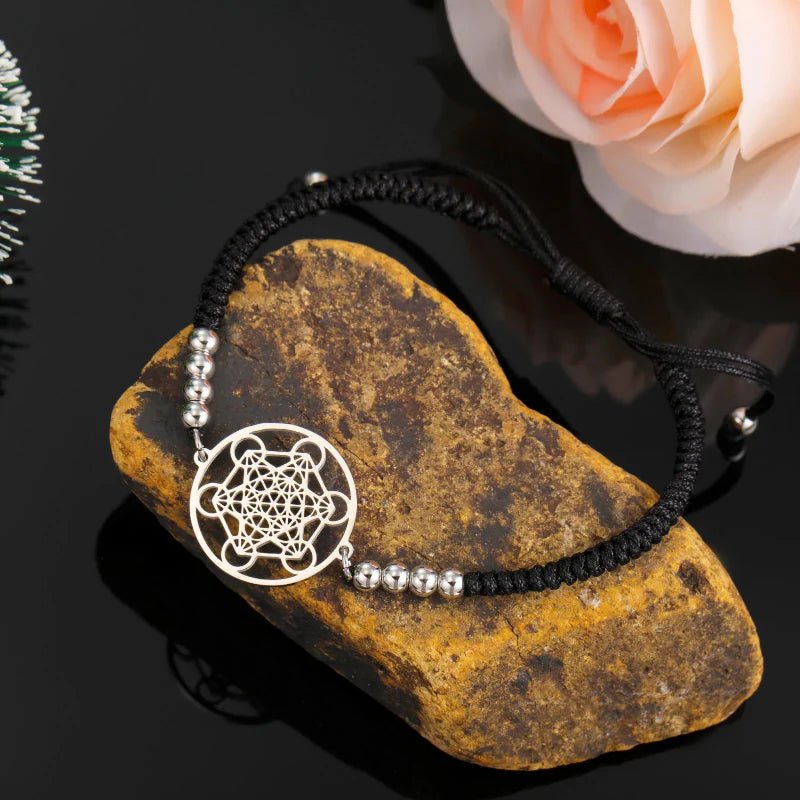 Pulsera Colorida Cubo de Metatrón negra