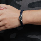 Pulsera Brújula Hombre Cuero Brújula Rosa de los Vientos negro