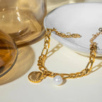 Pulsera Coquille Saint-Jacques y Perla Concha para Mujer