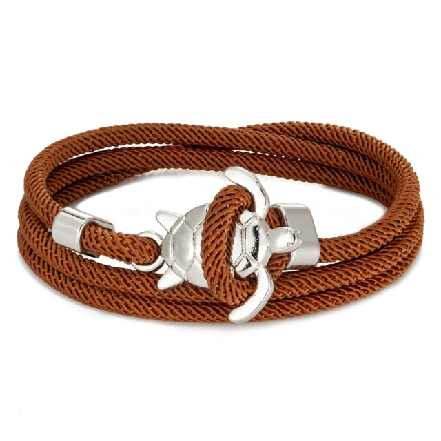Pulsera Cordón Tortuga Marina café