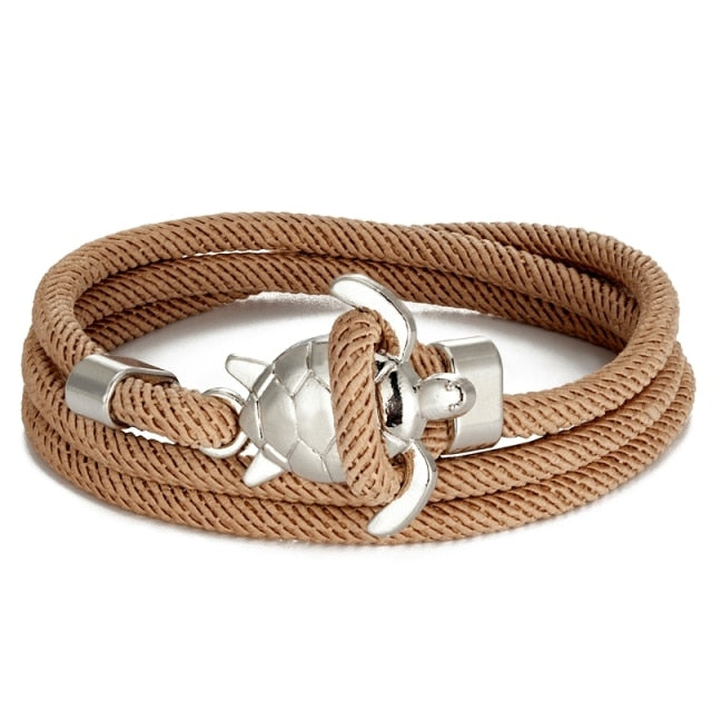 Pulsera Cordón Tortuga Marina marrón