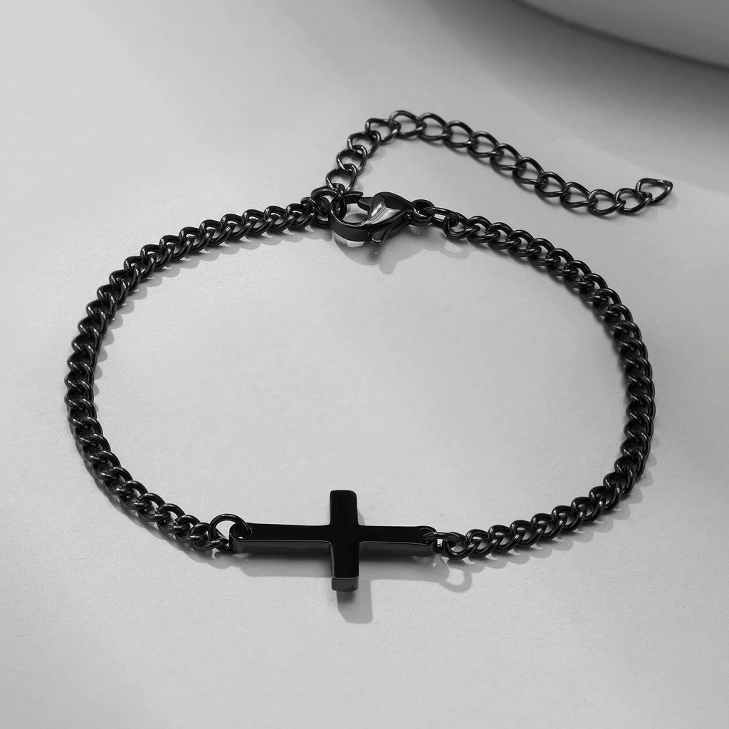 Pulsera Cruz Cadena Gourmet para Hombre negra