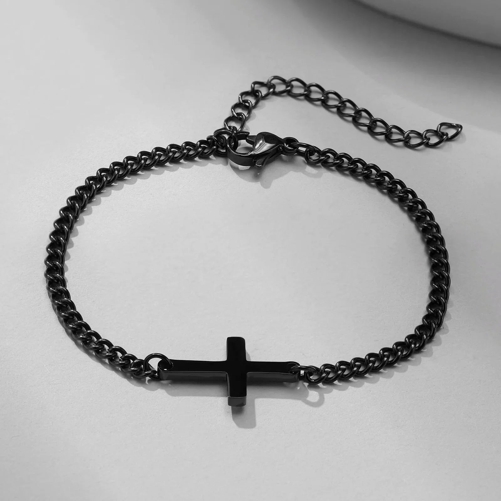 Pulsera Cruz Cadena Gourmet para Hombre negra