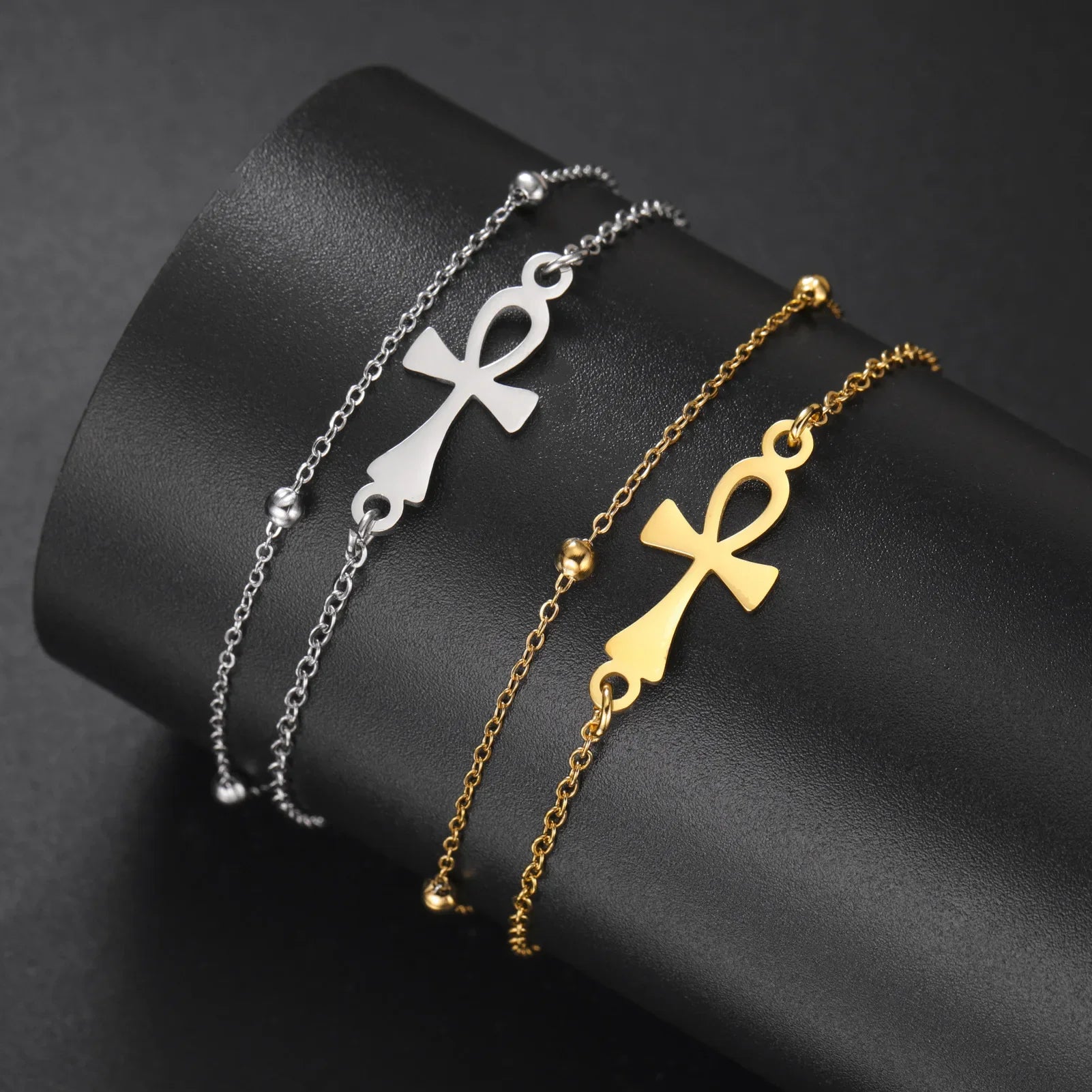 Pulsera Cruz de Ankh Egipto oro 2