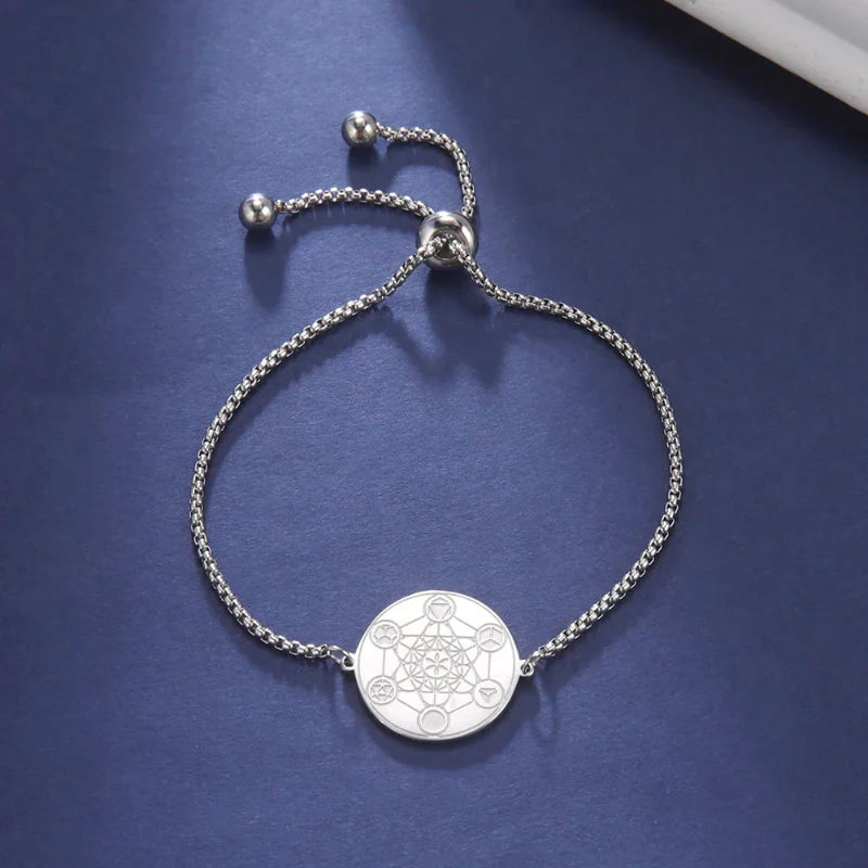 Pulsera Cubo de Metatrón de Protección plata