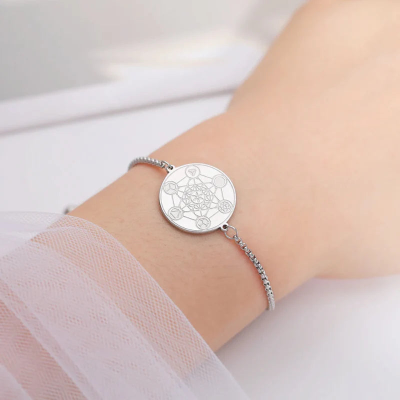 Pulsera Cubo de Metatrón de Protección plata