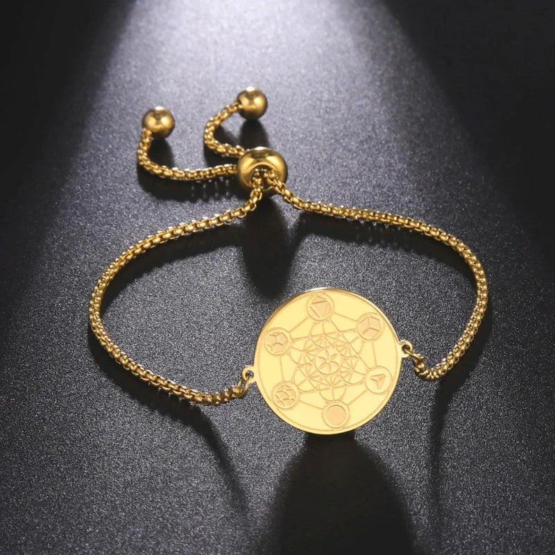 Pulsera Cubo de Metatrón de Protección oro