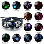 Pulsera de Cuero Signo del Zodiaco 12 Constelaciones